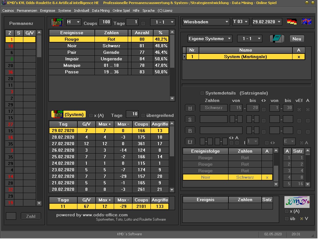 KMDs Odds-Roulette KVL software